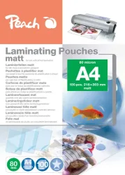 Peach 100 x A4 Laminierfolien, 80 mic, matt