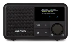MEDION LIFE S66822 Tragbares DAB+ Radio schwarz, Farb-TFT Display 3,73 cm (1,47''), DAB+/UKW-Radio (je 40 Senderspeicher), Bluetooth® 5.3, integrierter Akku, extra kompakt, 2 W RMS