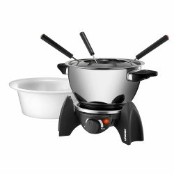Unold 48615 Fondue 500 W mit manueller Temperatureinstellung Schwarz/Silber