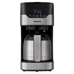 MEDION Kaffeemaschine mit Thermoskanne MD 18458, Timer-Funktion, Tropf-Stopp, 900 Watt, 1,1 Liter Fassungsvermögen, Aromawahlschalter