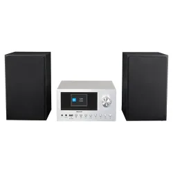 MEDION LIFE P85003 Micro-Audio-System silber, Internet/DAB+/PLL-UKW Stereo-Radio mit je 40 Senderspeichern, 2,8'' TFT-Farbdisplay, Bluetooth® 5.0, CD-Player, WLAN, USB, 2 x 15 RMS