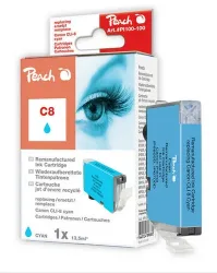 Peach C8 C Druckerpatrone XL cy ersetzt Canon CLI-8C, 0621B001, 0621B028 für z.B. Canon Pixma IP 5200, Canon Pixma IP 3300, Canon Pixma IP 3500