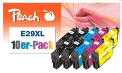 Peach E29 10 Druckerpatronen XL (2*bk, bk, c/m/y) ersetzt Epson T2996, No. 29XL, C13T29964010 für z.B. Epson Expression Home XP -235