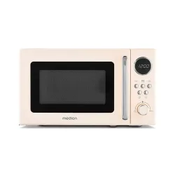 MEDION LIFE® Retro-Mikrowelle MD 15000, 800 W Leistung, 20 L kompakt, 5 Mikrowellenstufen, Auftaufunktion, Timerfunktion, stilvolles Retro-Design