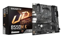 Gigabyte - B550M K Mainboard – AMD Ryzen 5000 CPUs, bis zu 4733 MHz DDR4, 1xPCIe 4.0 + 1xPCIe 3.0 M.2, 1GbE LAN, USB 3.2 Gen 1, Braun