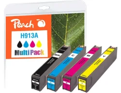 Peach HP 913 A 4 Druckerpatronen (bk, c/m/y) ersetzt HP No. 913A, L0R95AE, F6T77AE, F6T78AE, F6T79AE für z.B. HP PageWide 352 dw, HP PageWide Pro 450