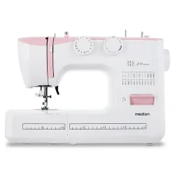 MEDION LIFE Freiarm-Nähmaschine SM60 (MD10689) rosa, einstellbare Stichlänge und Stichbreite, automatischer Einfädler, 60 verschiedene Stichmuster, integriertes Zubehörfach, 60 Watt Motorleistung