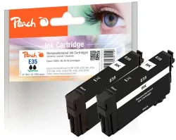 Peach E35 2 Druckerpatronen 2*bk ersetzt Epson T3581, No. 35 bk*2, C13T35814010*2 für z.B. Epson WorkForce Pro WF -4720 DWF