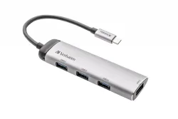 Verbatim, Verbatim 49147 USB-Hub 4 Port USB-A USB 3.2 Gen1 5 GBit/s mit USB-C® Stecker, LED-Anzeige Grau