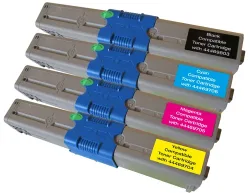 Peach O4446/4449 4 Toner (bk, c/m/y) ersetzt OKI 44469704-9803 für z.B. OKI MC 562 DN, OKI C 310 DN, OKI C 330 DN, OKI C 331 DN, OKI C 510 DN
