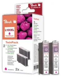 Peach L100 XLM Doppelpack 2 Druckerpatronen XL 2*ma ersetzt Lexmark No. 100XLM*2, 14N1070E, 14N1094 für z.B. Lexmark Genesis S 810, Lexmark Pro 200