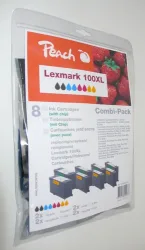 Peach L100 XLBK/C/M/Y 4 Druckerpatronen XL (2*bk, c/m/y) ersetzt Lexmark No. 100XLBK*2/C/M/Y, 14N1092-95 für z.B. Lexmark Genesis S 810, Lexmark S 400