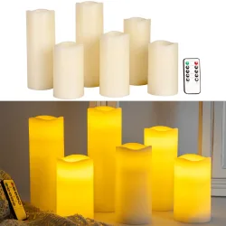 12er-Set LED-Echtwachskerzen mit Fernbedienung, dimmbar & verschiedene Grössen