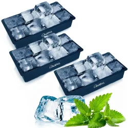 3er-Set XXL Silikon Eiswürfelform 8-Fach, 5 x 5 cm, für 1 Liter