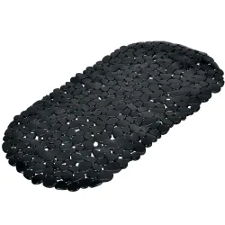 Badewannenmatte, elegante Steinoptik, schwarz, 36 x 69 cm