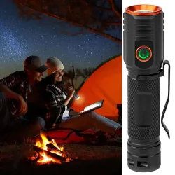 LED-Taschenlampe, Vollmetallgehäuse und Akku, IPX6, 2000 lm