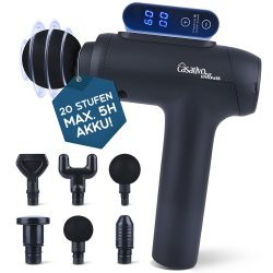 Profi Massage-Pistole mit 6 Köpfen & 20 Intensitätsstufen, Akkubetrieb