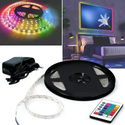 LED-Streifen, 3m, RGB, inkl. Fernbedienung