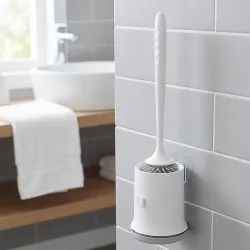 WC-Bürste mit Garnitur zur Wandmontage ohne Bohren, weiss