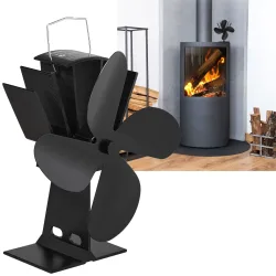 Kaminventilator, 4 Lüfterblätter, stromlos, schwarz