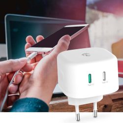 USB-C-GaN, 45W, 2 Port Netzladegerät, Schnellladefunktion, weiss