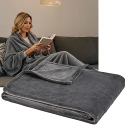 Kuscheldecke L, anthrazit, Couchdecke, 180 x 200 cm