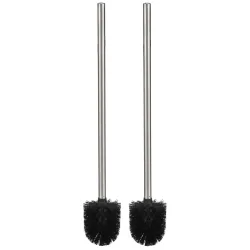 Klassische WC-Bürste, schwarz, Edelstahl Griff, 2er-Set