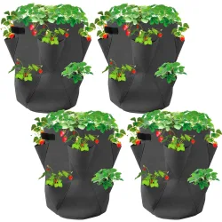 Erdbeer-Pflanzsack, 4er-Set, 43 Liter, Ø 35 cm x H 45 cm