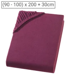 Einzelbett Qualitäts-Jersey Fixleintuch, 100% Baumwolle, bordeaux, 90 x 200 cm