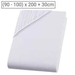 Einzelbett Qualitäts-Jersey Fixleintuch, 100% Baumwolle, weiss, 90 x 200 cm