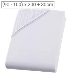 Einzelbett Premium Qualitäts-Jersey Fixleintuch, 100% Baumwolle, weiss, 90 x 200 cm