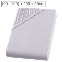 Einzelbett Premium Qualitäts-Jersey Fixleintuch, 100% Baumwolle, silber, 90 x 200 cm