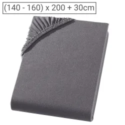 Doppelbett Premium Qualitäts-Jersey Fixleintuch, 100% Baumwolle, anthrazit, 160 x 200 cm