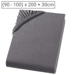 Einzelbett Premium Qualitäts-Jersey Fixleintuch, 100% Baumwolle, anthrazit, 90 x 200 cm