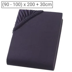 Einzelbett Premium Qualitäts-Jersey Fixleintuch, 100% Baumwolle, schwarz, 90 x 200 cm