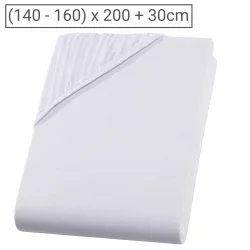Doppelbett Premium Qualitäts-Jersey Fixleintuch, 100% Baumwolle, weiss, 160 x 200 cm