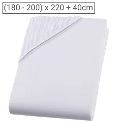 Wasserbett Premium Qualitäts-Jersey Fixleintuch, 100% Baumwolle, weiss, 200 x 220 cm