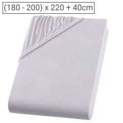Wasserbett Premium Qualitäts-Jersey Fixleintuch, 100% Baumwolle, silber, 200 x 220 cm