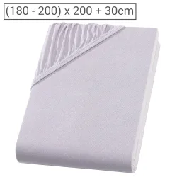 Übergrösse Premium Qualitäts-Jersey Fixleintuch, 100% Baumwolle, silber, 200 x 200 cm