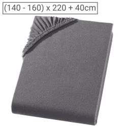 Wasserbett Premium Qualitäts-Jersey Fixleintuch, 100% Baumwolle, anthrazit, 160 x 220 cm