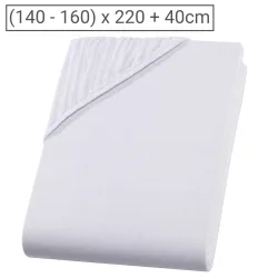 Wasserbett Premium Qualitäts-Jersey Fixleintuch, 100% Baumwolle, weiss, 160 x 220 cm