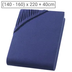 Wasserbett Premium Qualitäts-Jersey Fixleintuch, 100% Baumwolle, marine, 160 x 220 cm