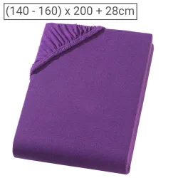Doppelbett Qualitäts-Jersey Fixleintuch, 100% Baumwolle, aubergine, 160 x 200 cm