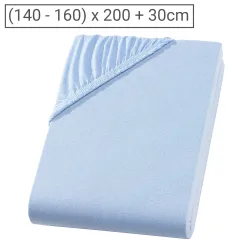 Doppelbett Qualitäts-Jersey Fixleintuch, 100% Baumwolle, hellblau, 160 x 200 cm