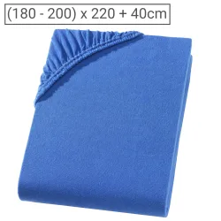 Übergrösse/Überlänge Qualitäts-Jersey Fixleintuch, 100% Baumwolle, royal, 200 x 220 cm