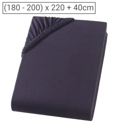 Übergrösse/Überlänge Qualitäts-Jersey Fixleintuch, 100% Baumwolle, schwarz, 200 x 220 cm