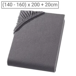 Boxspringbett-Topper Doppelbett Qualitäts-Jersey Fixleintuch, anthrazit, 160 x 200 cm