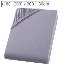 Übergrösse Premium Qualitäts-Jersey Fixleintuch, 100% Baumwolle, grau, 200 x 200 cm