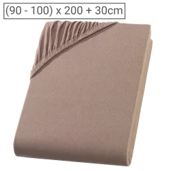 Einzelbett Premium Qualitäts-Jersey Fixleintuch, 100% Baumwolle, nougat, 90 x 200 cm