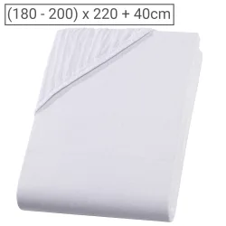 Wasser-/Boxspringbett Superb Qualitäts-Jersey Fixleintuch, weiss, 200 x 220 cm